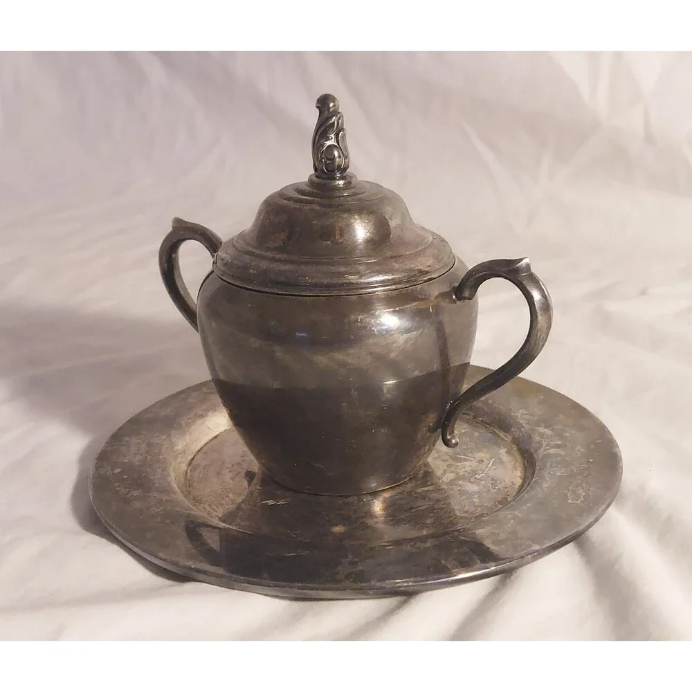 Antique Art S Co SPC Sugar Bowl and Plate